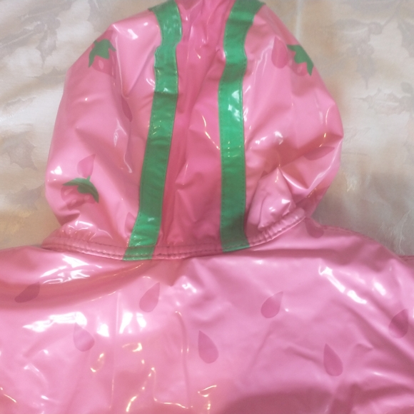 Driplets Jacket Girls 3T Raincoat Snap Button Strawberry All Over Print Lined - Picture 13 of 13